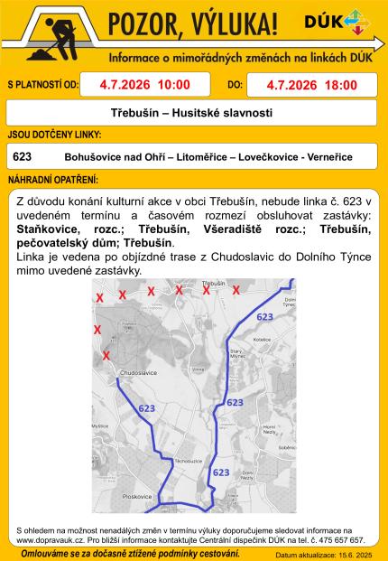 Informace o&nbsp;mimořádkých změnách na&nbsp;linkách DÚK