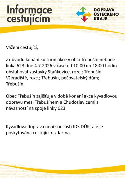 Informace cestujícím linka 623